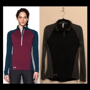 New Under Armour freedom colorblock long sleeve tech heat gear half-zip pullover